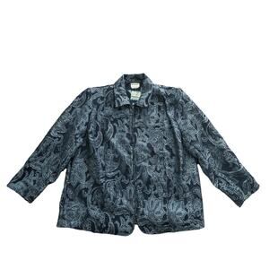 1990s Vintage Bon Worth Dark Paisley Floral Tapestry Zip Up Jacket Size XL